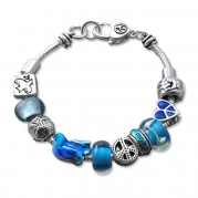 Blue Multi Beaded Peace Designer Style Charm Bracelet Fashion Jewelry