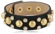 Juicy Couture Black Thin Studded Leather Cuff Bracelet, 8