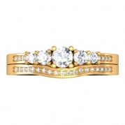 0.45 Carat (ctw) 14k Yellow Gold Round Diamond Ladies 5 Stone Bridal Engagement Ring Matching Band Set 1/2 CT (Size 5)