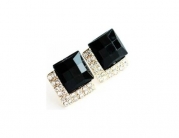 niceeshop(TM) 1 Pair Fashion Vintage Gemstone Jewelry Luxury Black Imitation Diamond Earrings Stud Earring-Black