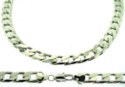 20 inch mens new 13mm Silver Plated curb cuban chain necklace solid