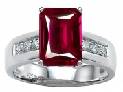 Original Star K (tm) Classic Octagon Emerald Cut 9x7 Engagement Ring With Created Ruby in 925 Sterling Silver Size 5