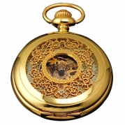 AMPM24 Luxury Golden Luminous Mens Mechanical Pocket Watch + Chain Gift WPK020