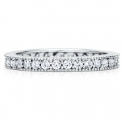 BERRICLE Sterling Silver 925 Pave Set Cubic Zirconia Stackable Eternity Promise Engagement Wedding Ring Band Size 4