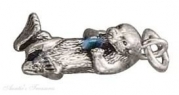 Sterling Silver 3D Sea Otter Imitation Opal Animal Ocean Nautical Charm