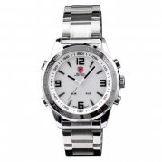 SHARK LED Digital Date Day Luxury Men's Quartz Sport Wrist White Dial Watch SH006