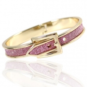 Trendy Glittery Buckle Bracelet, Designer Inspired and Celebrity Favorite - Pink Glitter