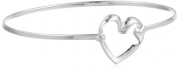 Sterling Silver Open Heart Catch Bangle Bracelet, 8
