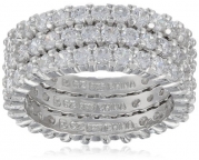Three Sterling Silver and Simulated Diamond Stacking Eternity Bands, Size 9