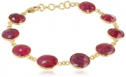 Ruby Sapphire Faceted and Sterling Silver Gold Plated Bracelet, 7.5 + 1 extension