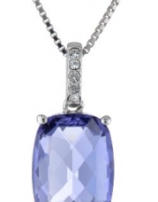Sterling Silver Swarovski Tanzanite Color Crystal and Clear Crystal Pendant Necklace, 18