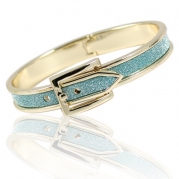 Trendy Glittery Buckle Bracelet, Designer Inspired and Celebrity Favorite - Blue Glitter