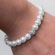 Classic Crystal Simulated Pearl Bracelet made with Swarovski Elements, 7.5 Inches