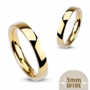 3MM Stainless Steel Yellow Gold Plated High Polished Comfort-Fit Traditional Dome Wedding Ring -Crazy2Shop