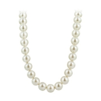 Sterling Silver White Imitation Pearl 22 inch Necklace Made with Swarovski® Elements