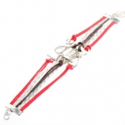 Daditong Fashion Lady Retro Knit Love 8 Shape Anchor 5 Strands Suede Rope Bracelet Red & White & Brown Christmas Gifts