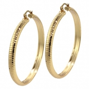 2 Women Yellow Gold Plated Diamond-Cut Hoop Earrings