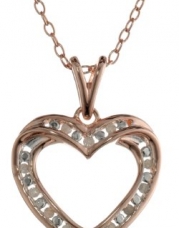 Sterling Silver Diamond Heart Pendant Necklace (0.1cttw, G-H Color, I2-I3 Clarity) 18