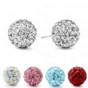 Authentic Diamond Color Crystal Ball Stud Earrings. Aqua 8mm
