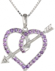 Sterling Silver Amethyst and Diamond-Accented Love's Arrow Pendant Necklace, 18