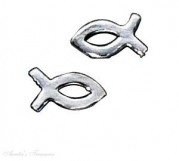 Sterling Silver Small Christian Religious Fish Post Earrings