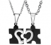 His & Hers Matching Set Titanium Couple Pendant Necklace Korean Love Style in a Gift Box (ONE PAIR)