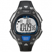 Timex T5K718 Men's Ironman Road Trainer Digital HRM Flex Tech Chest Strap & Full Size Black/Silver-Tone/Blue Watch, Pack of 2