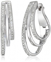 Sterling Silver 1/4cttw Diamond Hoop Earrings