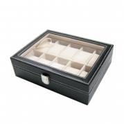 New PU Leather 10 Grid Watch Display Case Box Jewelry Storage Organizer