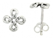Sterling Silver Quaternary Celtic Knots Stud Earrings, 1/4 inch