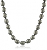 Sterling Silver 12mm Black Shell Pearl Baroque Necklace, 18
