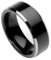 Men's Tungsten Ring/Wedding Band, Flat Top, Two Toned Black, Sizes 7 - 10 (rg2) (7)
