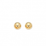 14K Real Yellow Gold Ball Earrings Polished Stud 8mm Large