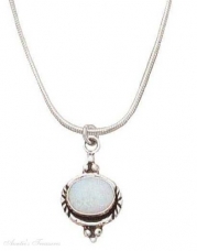 Sterling Silver Imitation Opal Choker Necklace
