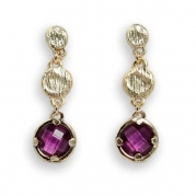 14K GP Gold and Purple Gemstone Dangle Earrings, Inspired by Italian Designer Marco Bicego, Perfect Mother's Day Gift