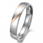 Women - Size 6 - KONOV Jewelry Mens Womens Hearte Stainless Steel Promise Ring Couples Wedding Bands