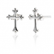 Bling Jewelry Small Florentine Cross Stud Earrings Sterling Silver