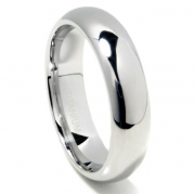 Titanium 6mm High Polish Plain Dome Wedding Band Ring w/ FREE gift box Sz 9.0