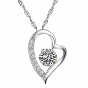KATGI Sterling Silver Plated Cubic Zirconia Crystals Heart Shape Pendant Necklace