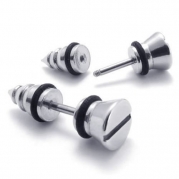 KONOV Jewelry Stainless Steel Men's Screw Stud Earrings, Color Silver, Diameter 7mm