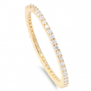 Sterling Silver 1.5MM Yellow Gold Plated Eternity Cz Ring (Size 4 - 10) - Size 4