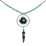 Dream Catcher Turquoise New Age Necklace Sterling Silver, 18