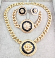 2014 Trendy Shiny Gold-tone Enamel Lion Head Choker Necklace Bracelet Earring Sets