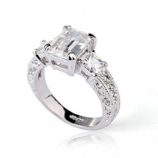 Fashion Plaza 18k White Gold Plated Use Swarovski Crystal Engagement Wedding Spark Ring R023 (6)