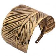 Yazilind Jewelry Leaf Shape Wide Arm Cuff Bangle Bracelet Bronze Metal Punk Style Wide:2in