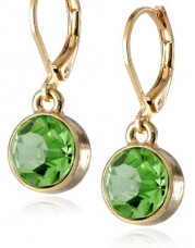 1928 Jewelry Best of Times 14k Gold Dipped Peridot Green Faceted Drop Earrings