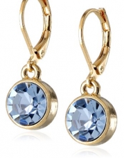 1928 Jewelry Best of Times 14k Gold Dipped Light Sapphire Blue Faceted Drop Earrings