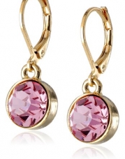 1928 Jewelry Best of Times 14k Gold Dipped Light Rose Pink Faceted Drop Earrings
