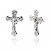 Bling Jewelry Sterling Silver Crucifix Cross Stud Earrings