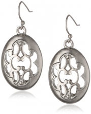 1928 Jewelry Social Essentials Silver-Tone Oval Filigree Drop Earrings